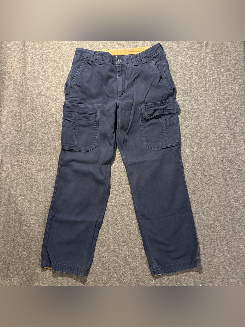 Duluth Trading Heavyweight Cargo Pants Mens 36x34 (fit 34x32) Blue Relaxed Fit